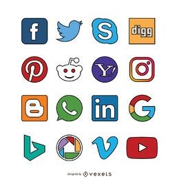 Ícones de traçado de mídia social