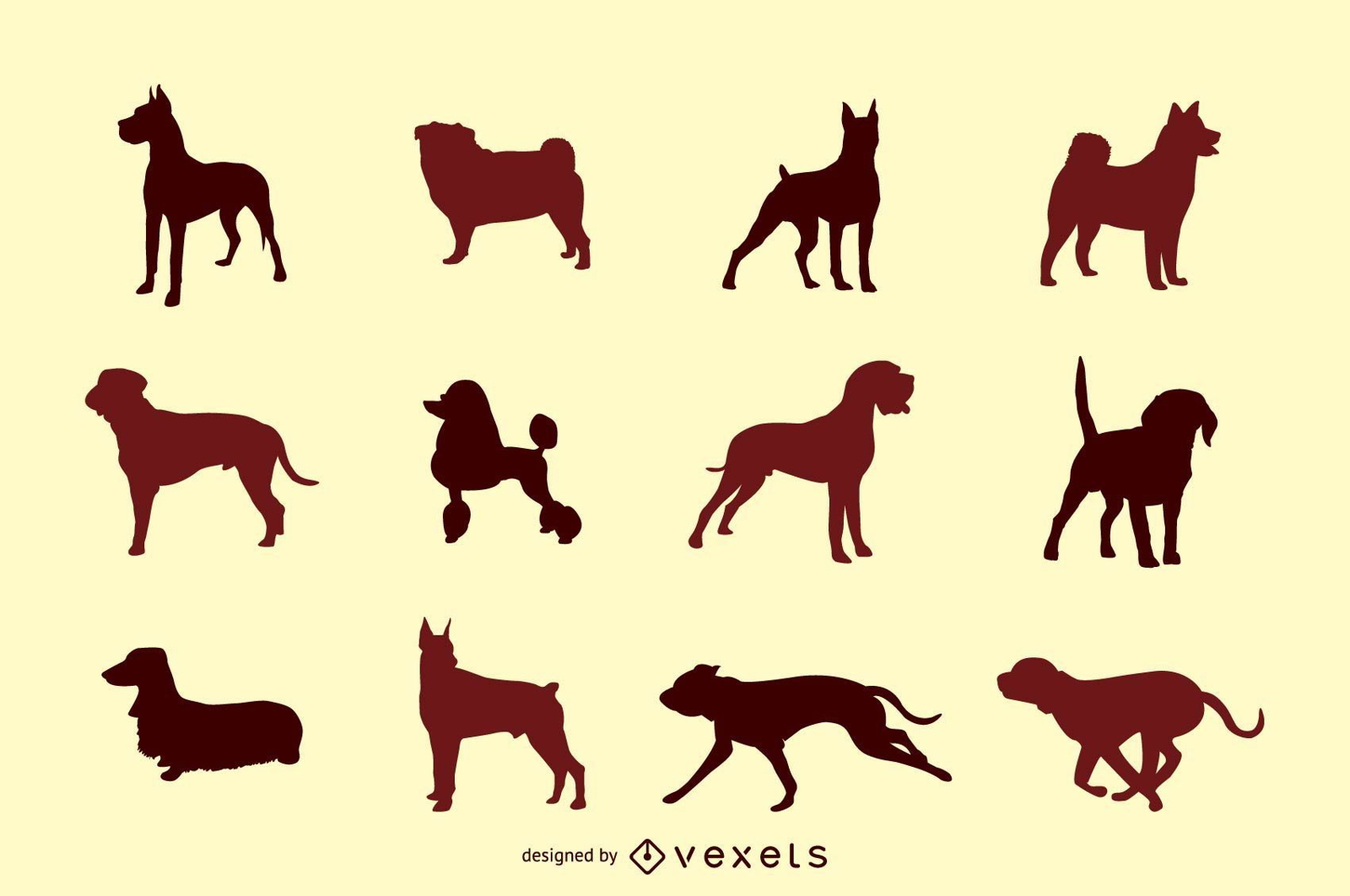Download Set Of Dog Vector Silhouettes - Vector Download