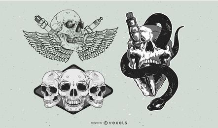 Vintage skull design elements