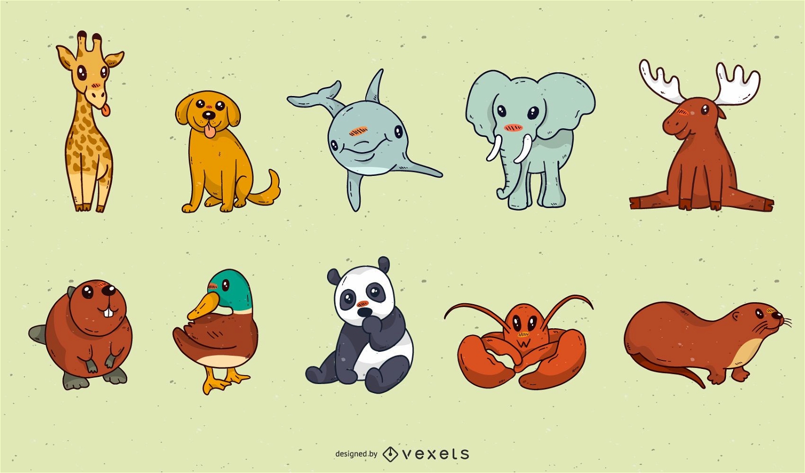 Lindo paquete de dibujos animados de animales beb?