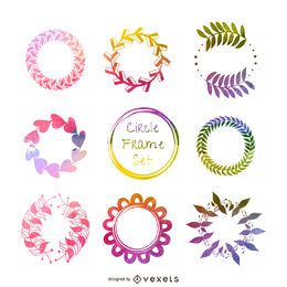 Watercolor circle frame set Watercolor circle frame set