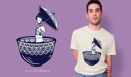 Japanese geisha bowl t-shirt design