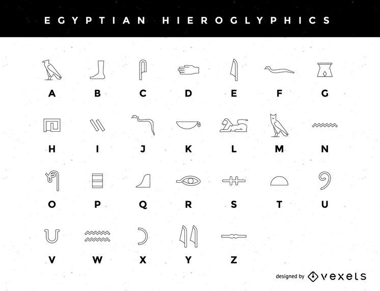 A Stylized Egyptian Hieroglyphic Alphabet - Vector Download