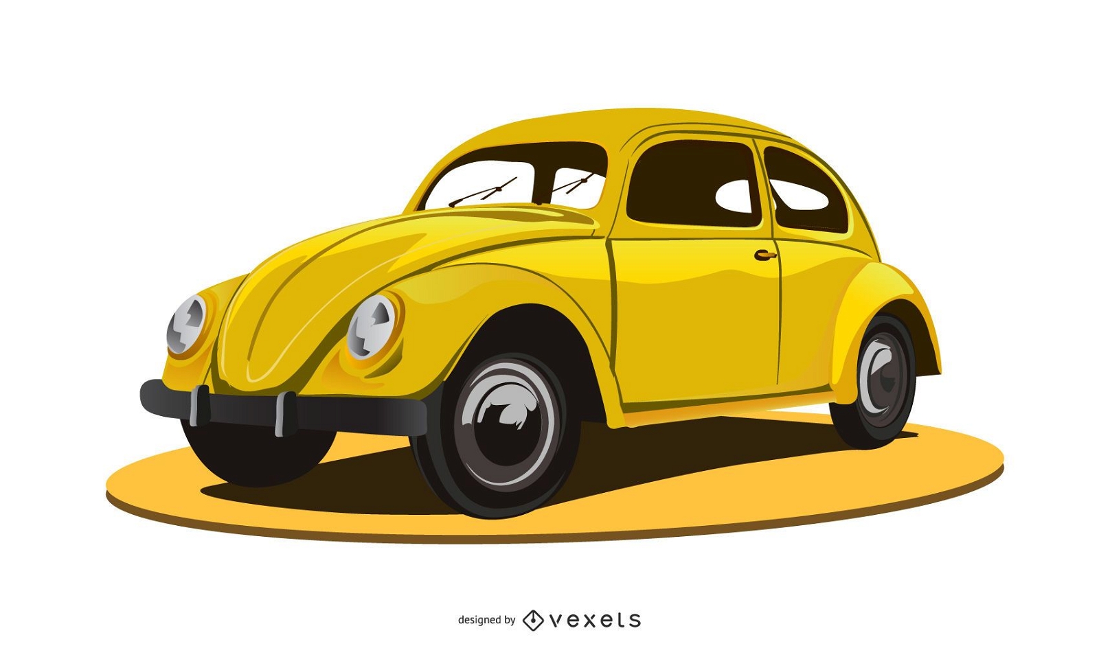 Yellow Volkswagem Beetle on platform