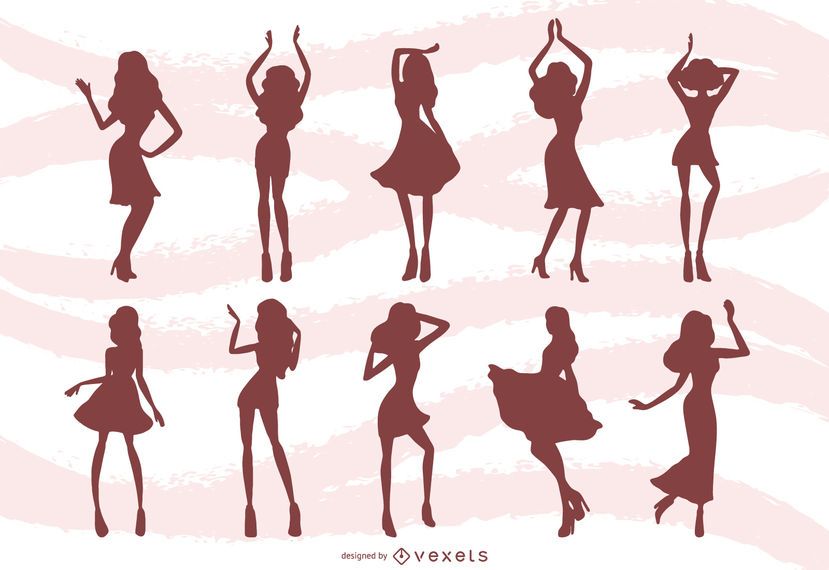 Frauen Tanzen Silhouetten Hintergrund Vektor Download