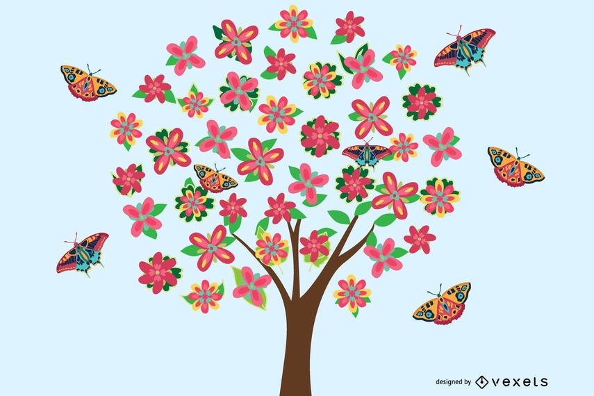 Vector Flower Tree Graphic For Free Download Vector Download