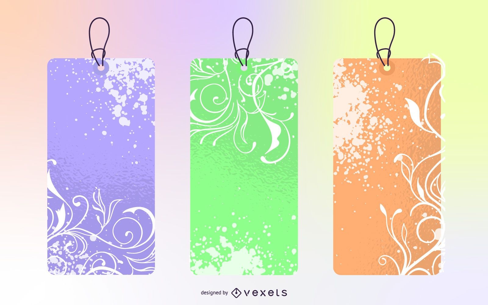 Vector Flowered Grunge Labels I and II