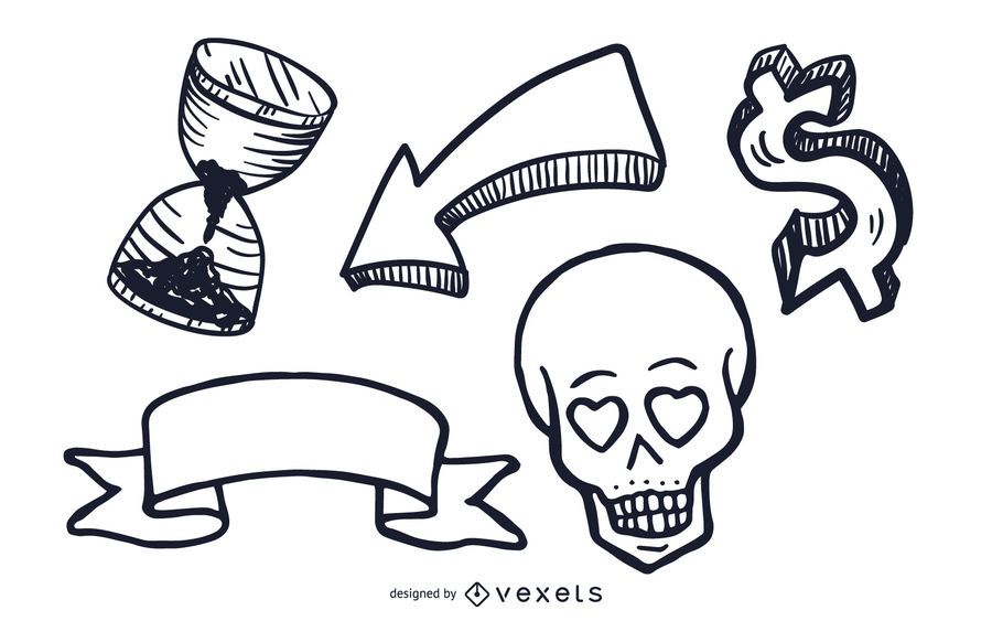 Misc objects illustrations set Misc objects illustrations set