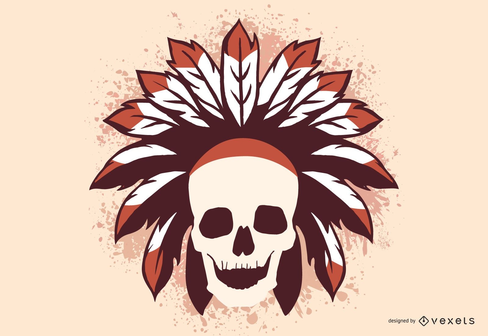 Grunge tribal skull illustration