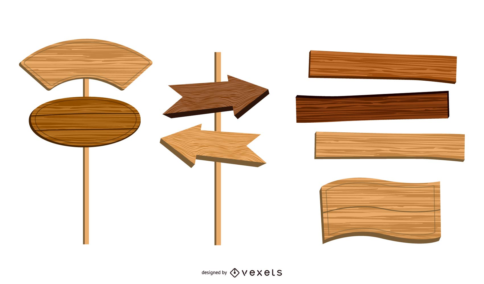 Conjunto de vectores de signos de madera