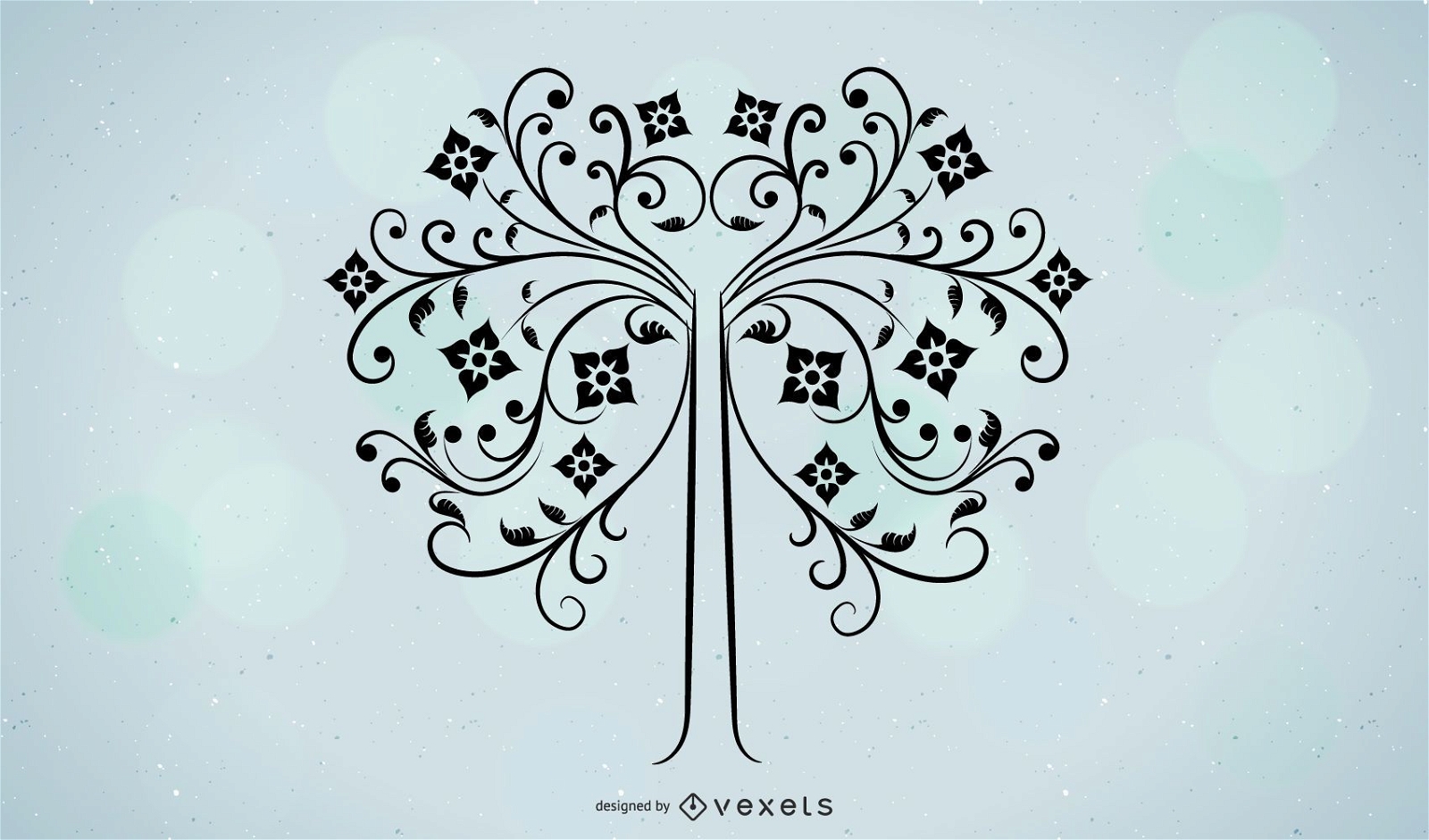 Isolated Tree With Swirls - Vector Download
