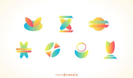 Conjunto de logotipo de ícone colorido abstrato