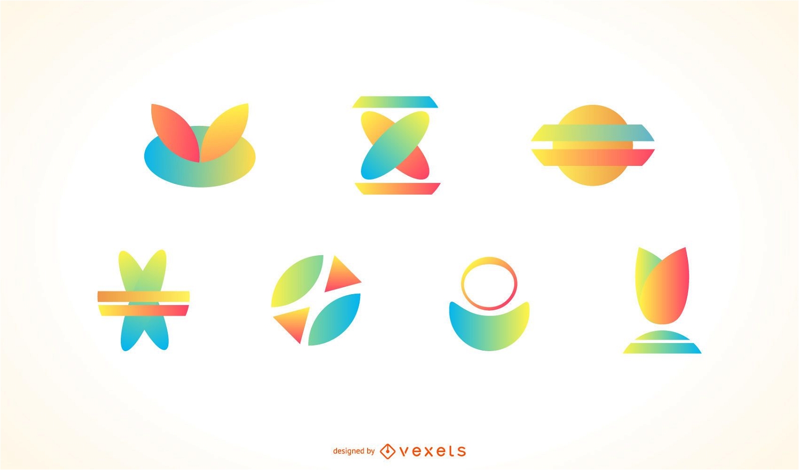 Conjunto de logotipo de icono colorido abstracto