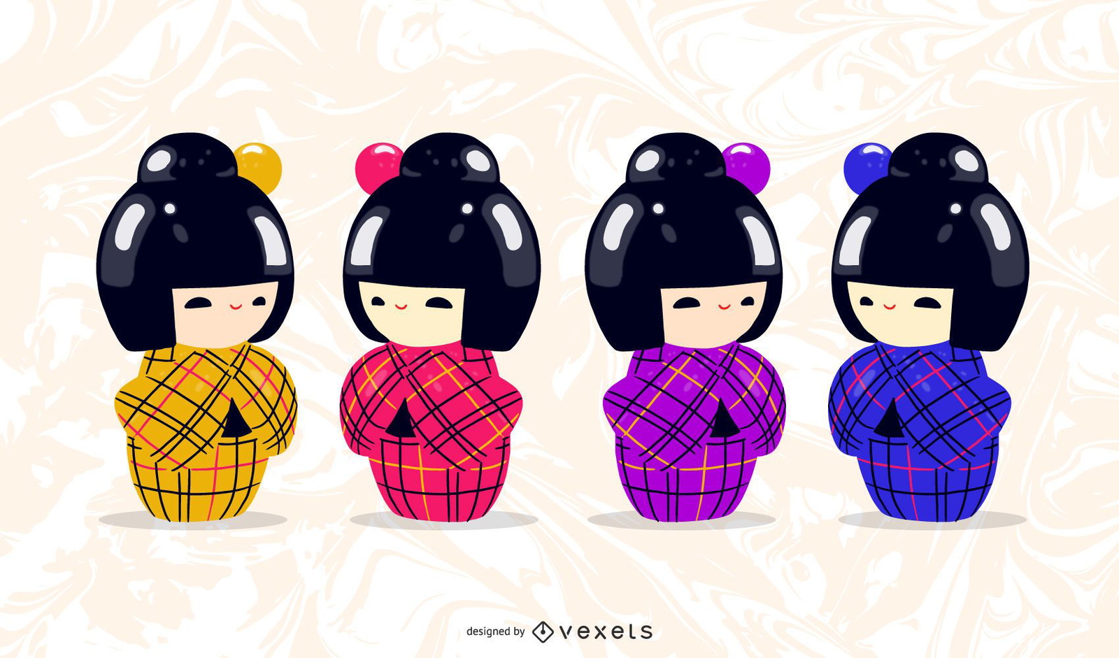 Vetores bonecos Kokeshi