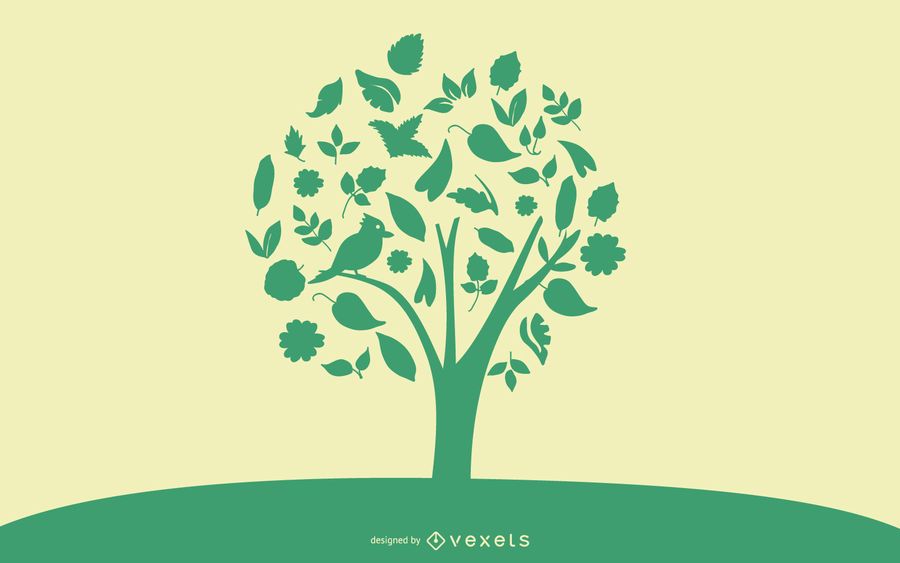 Abstrakter Baum mit Vogel Abstrakter Baum mit Vogel