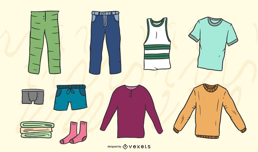 Men's Clothing and Manly Accessories - Vector Graphics Men's Clothing and Manly Accessories - Vector Graphics