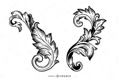 Conjunto de vector floral dibujado