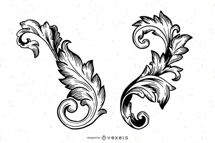 Drawn Floral vector set Drawn Floral vector set