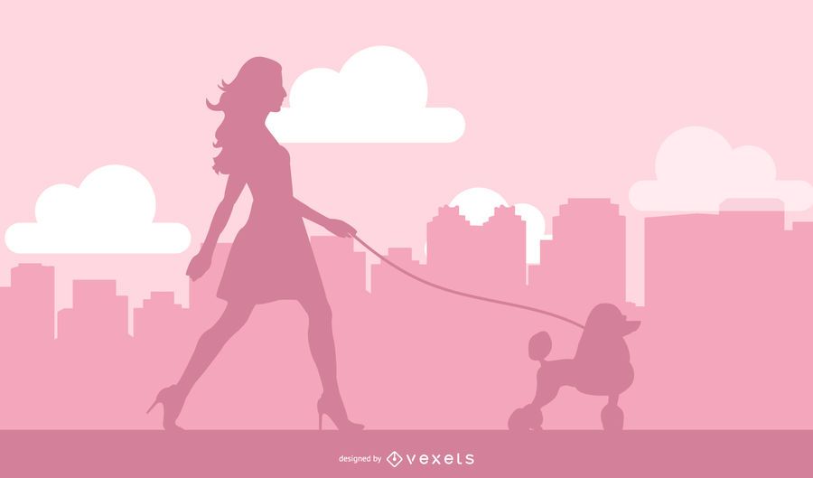 Senhora, andar, cão Senhora, andar, cão