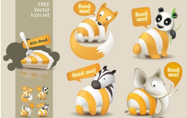 Feed Me Animals: Un conjunto de iconos de RSS gratis Feed Me Animals: Un conjunto de iconos de RSS gratis