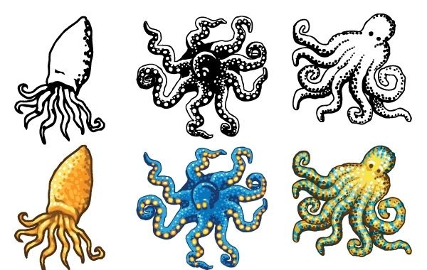 Octopus Design Vectors- Kostenlos