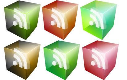 40 iconos RSS de aspecto 3D translúcido vectorial