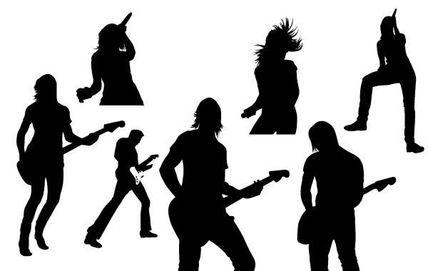 Silhuetas de vetor de música ao vivo Silhuetas de vetor de música ao vivo