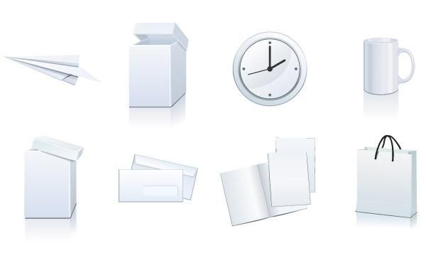 Vector set: white paper packaging and stationery elements Vector set: white paper packaging and stationery elements