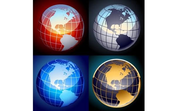 Set of vector globes Set of vector globes
