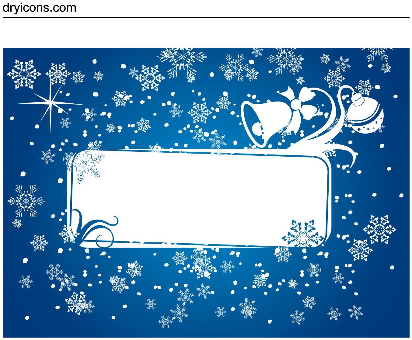 Cartão de Natal com neve e ornamentais