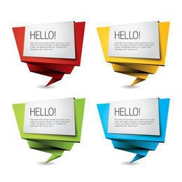 Conjunto de banners de origami multicolorido