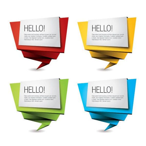 Conjunto de banners de origami multicolor Conjunto de banners de origami multicolor