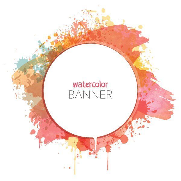 Watercolor Splashed Circular Banner - Vector download