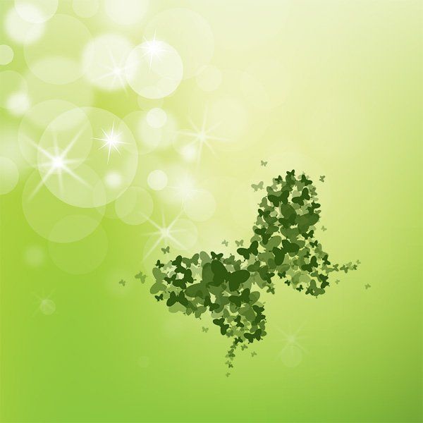 Fundo verde de borboletas de corte de papel