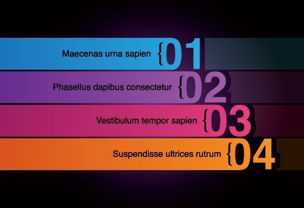 Infográfico de listras numeradas multicoloridas