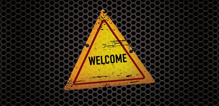 Signo de bienvenida de textura de metal Signo de bienvenida de textura de metal