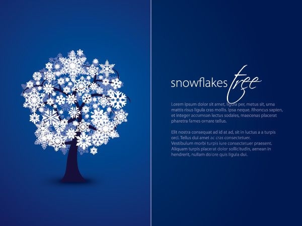 Cartão duplo da árvore do floco de neve azul
