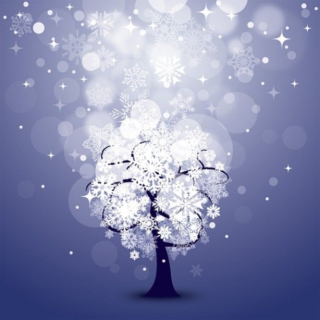 Fondo de noche nevada con árbol