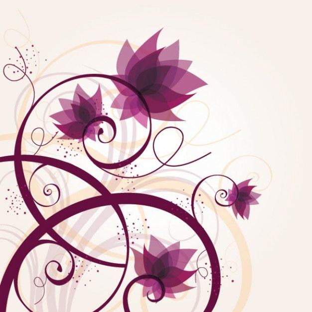 Purple Flowers Swirling Plants - Vector download