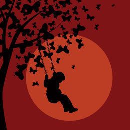 Cuna Mariposas Árbol Atardecer Cielo