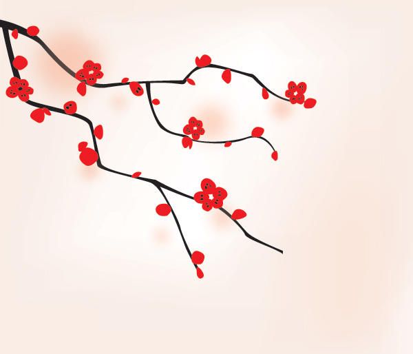 Oriental Flower Tree Background - Vector download