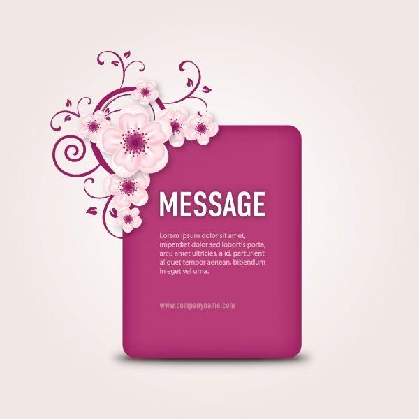 Redemoinhos florais da caixa de mensagem roxa