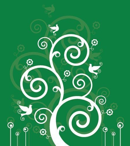Weißer Wirbel-Vogel-grüner Hintergrund