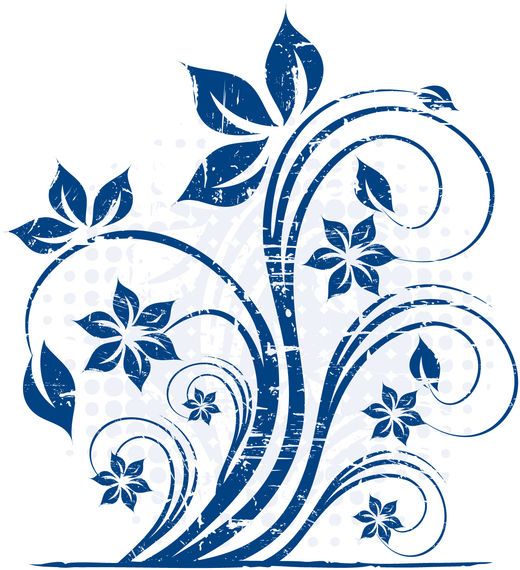 Grungy Blue Swirling Plant - Vector download