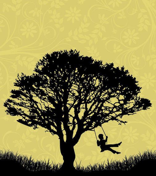 Tree Landscape Kid on Cradle Vector download