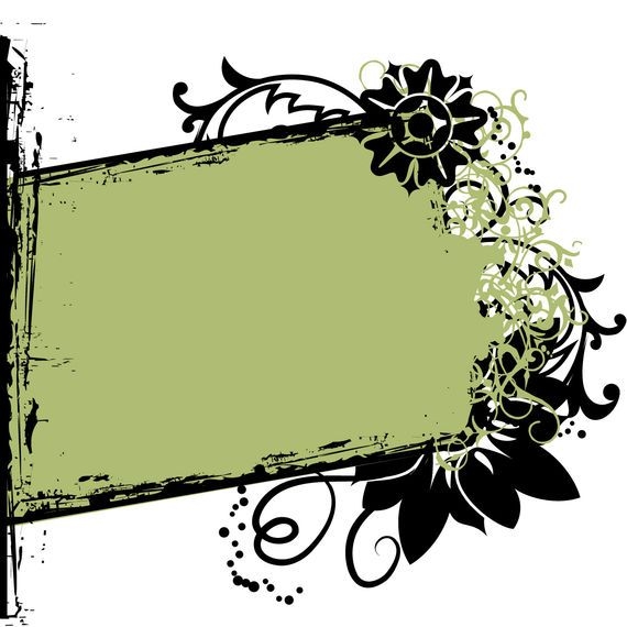 Torn Rectangle Floral Grunge Frame - Vector download