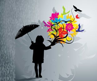 Niña florecer floral lluvia
