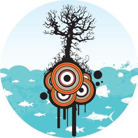 Árbol círculos paisaje en el mar Árbol círculos paisaje en el mar