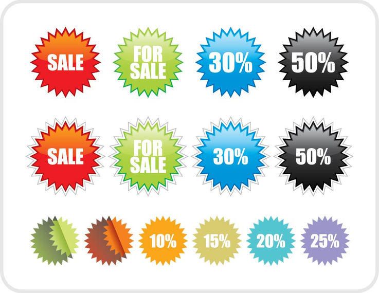 Colorful Star Sale Label Pack - Vector download