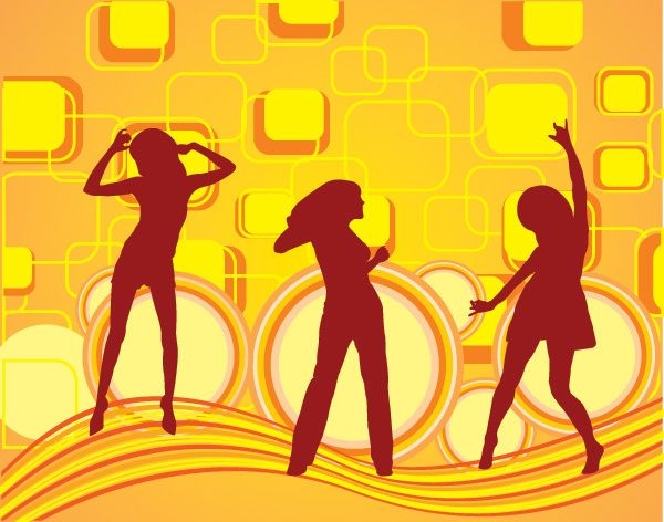 Mädchen tanzen Quadrate Hintergrund